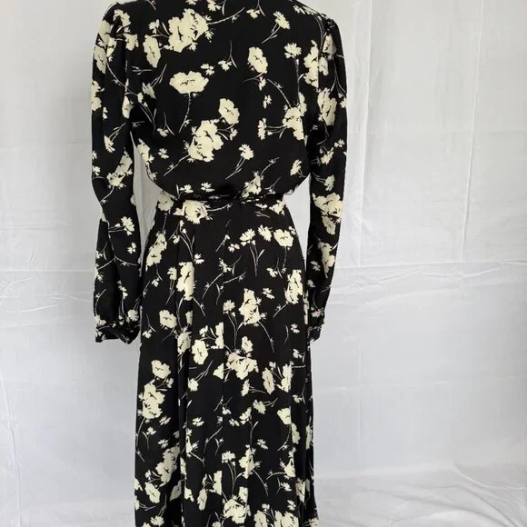 Aakaa Floral Print Long Sleeve Extra Long Wrap Maxi Dress Small - 0302 - Picture 5 of 6